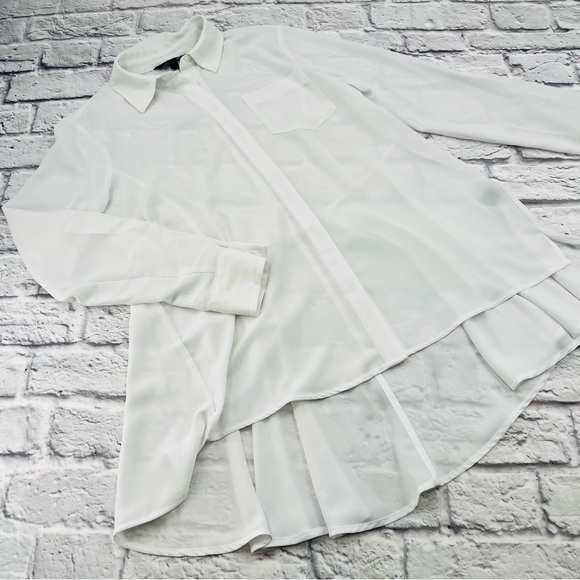Simply Vera Vera Wang Tops - Simply Vera Vera Wang White Button Down Tunic Blouse Size S Loose Button Up